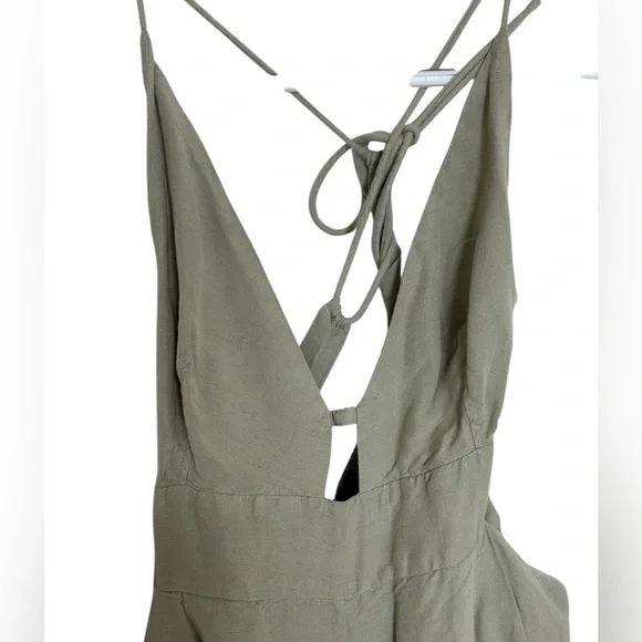 Free People Emma Linen Jumpsuit Alfalfa Size Large - Picture 15 of 16
